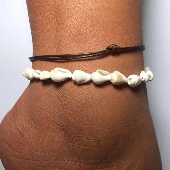 gallery_of_gems Jewelry - ✔️Last 1! Shell Brown Leather Wrap Ankle Bracelets